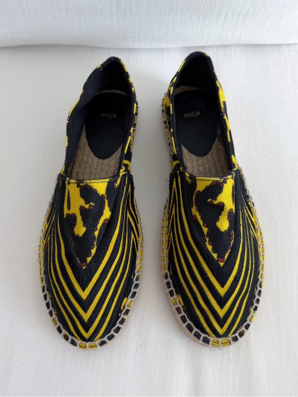 Maje Yellow and Black Espadrille Flats